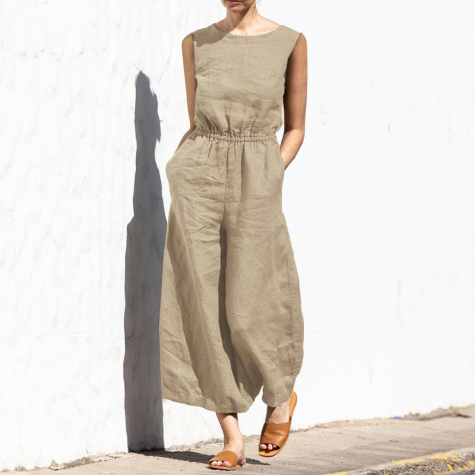 On This Week Sale OFF 50%🔥Casual Crew Neck Wide Leg Summer Solid Jumpsuit