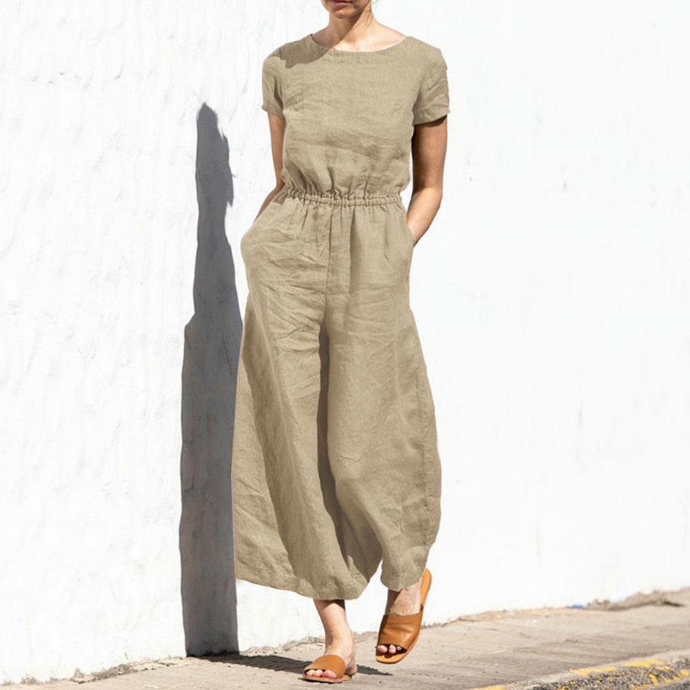 On This Week Sale OFF 50%🔥Casual Crew Neck Wide Leg Summer Solid Jumpsuit