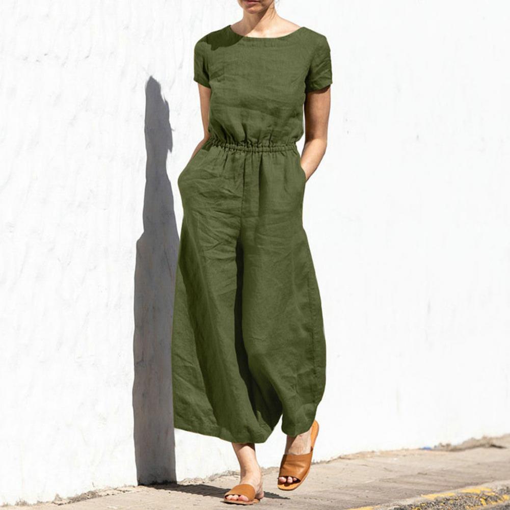On This Week Sale OFF 50%🔥Casual Crew Neck Wide Leg Summer Solid Jumpsuit