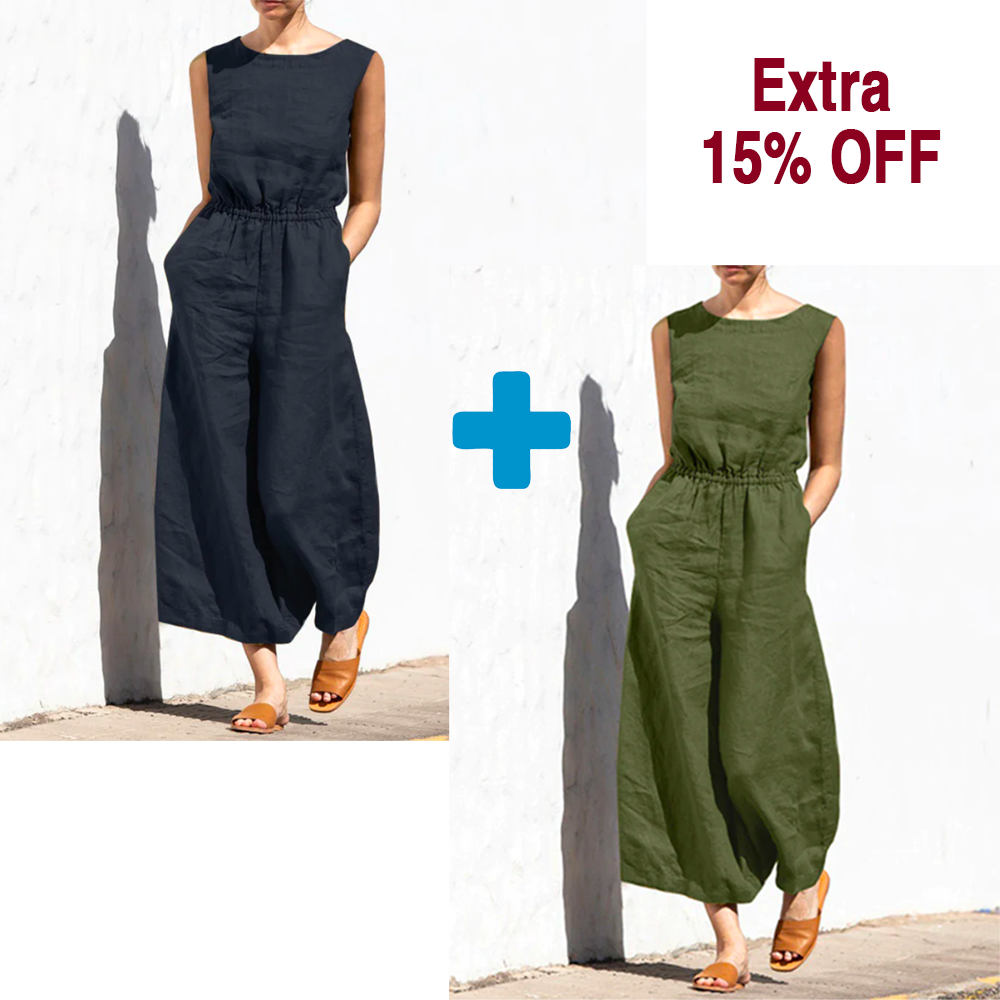 On This Week Sale OFF 50%🔥Casual Crew Neck Wide Leg Summer Solid Jumpsuit