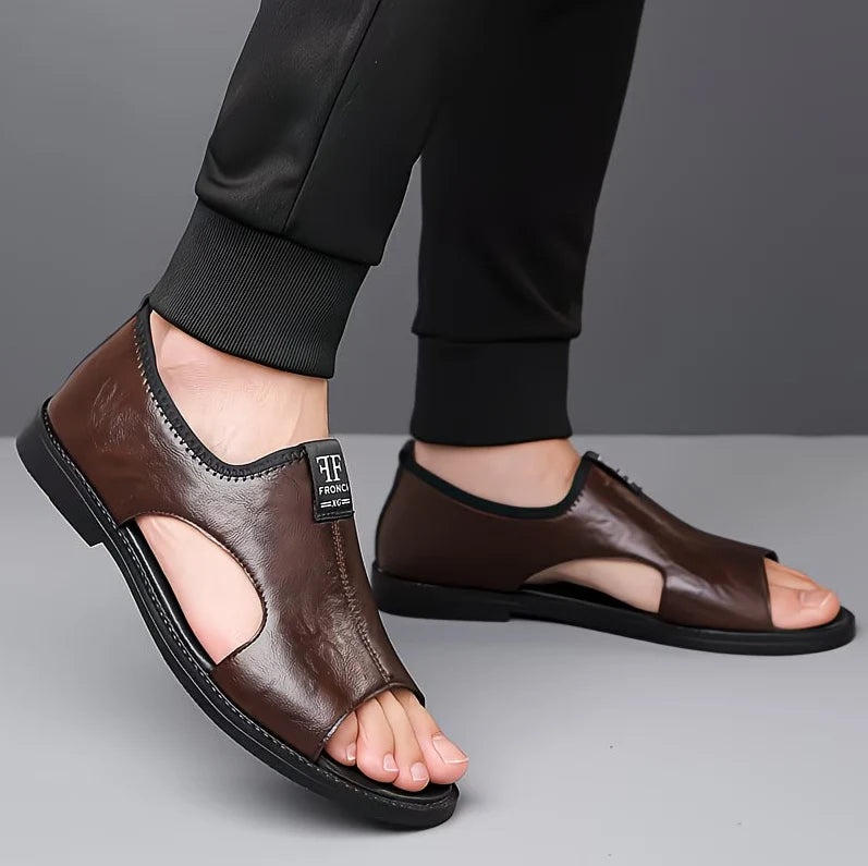 Men’s Leather Slip-On Sandals – All-Day Comfort & Support