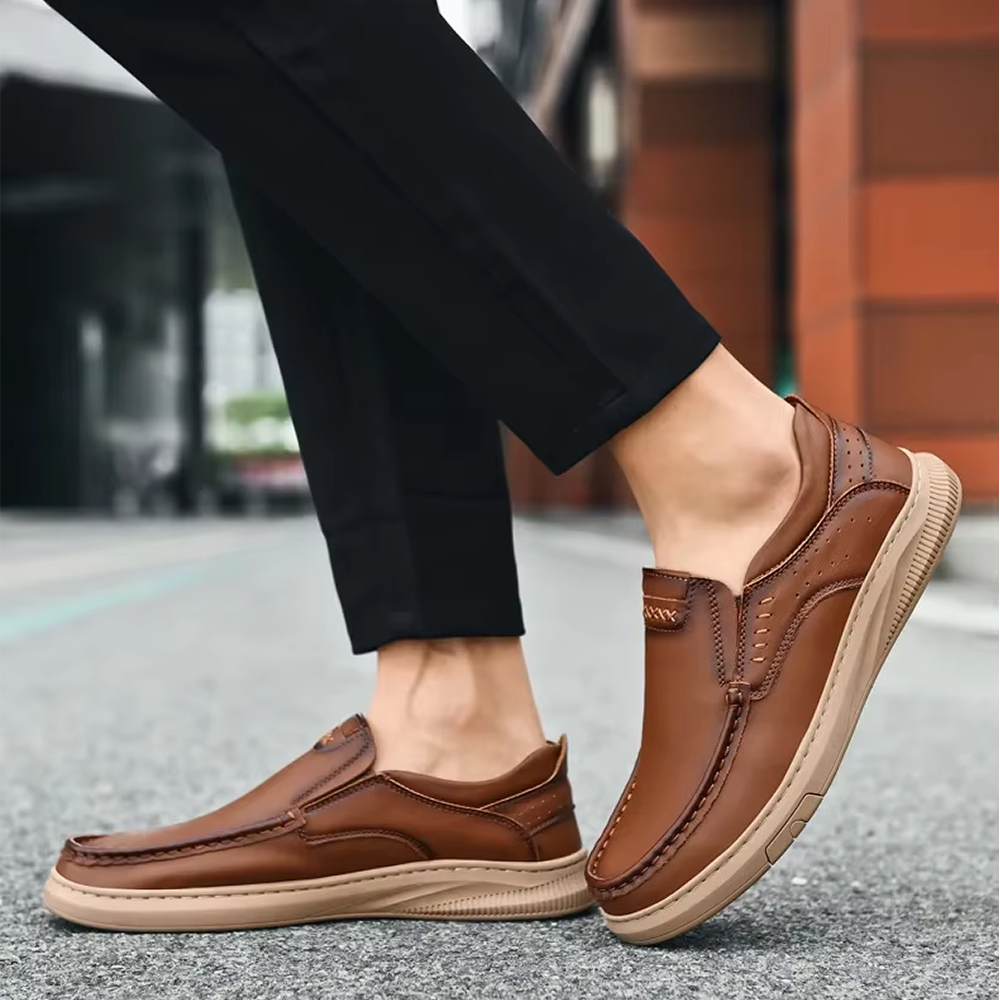 PrimeStep™ Genuine Leather Slip-On Loafers – Orthopedic Comfort for Everyday Wear