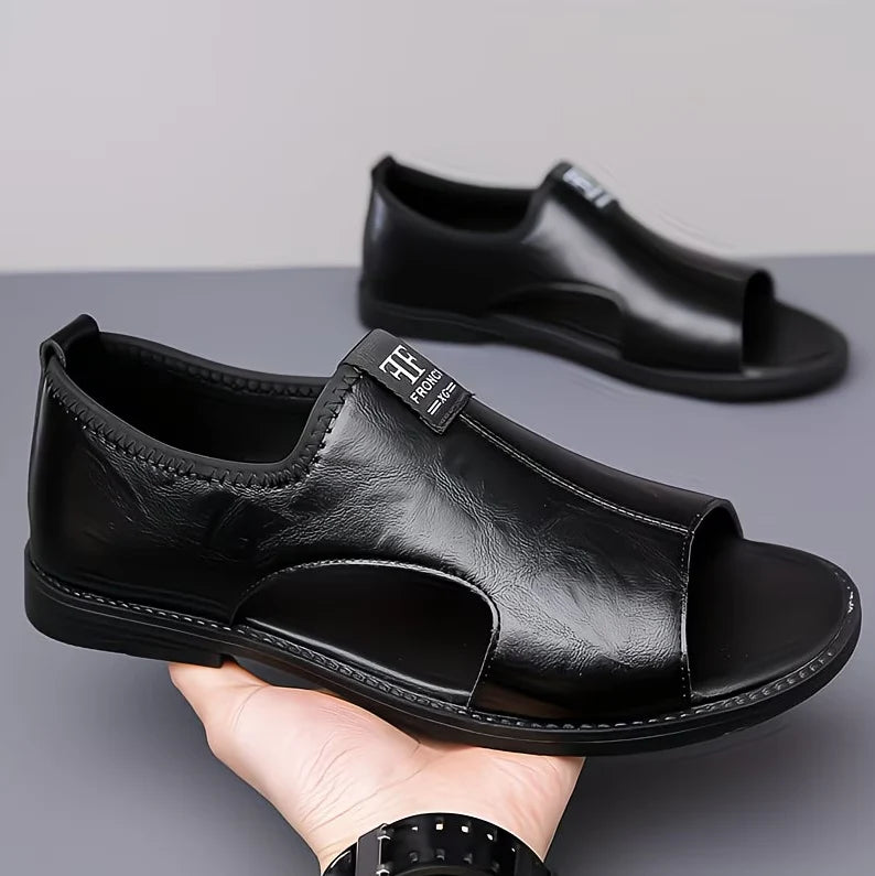 Men’s Leather Slip-On Sandals – All-Day Comfort & Support