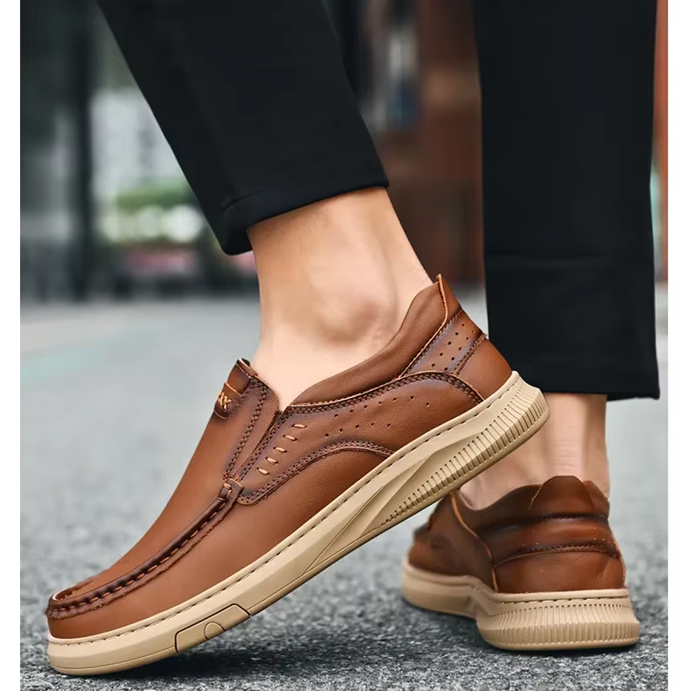 PrimeStep™ Genuine Leather Slip-On Loafers – Orthopedic Comfort for Everyday Wear