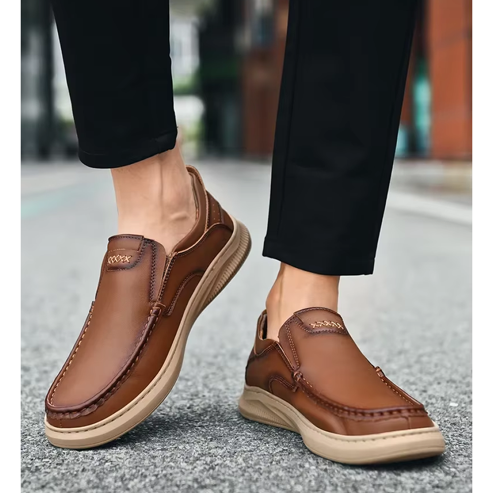 PrimeStep™ Genuine Leather Slip-On Loafers – Orthopedic Comfort for Everyday Wear