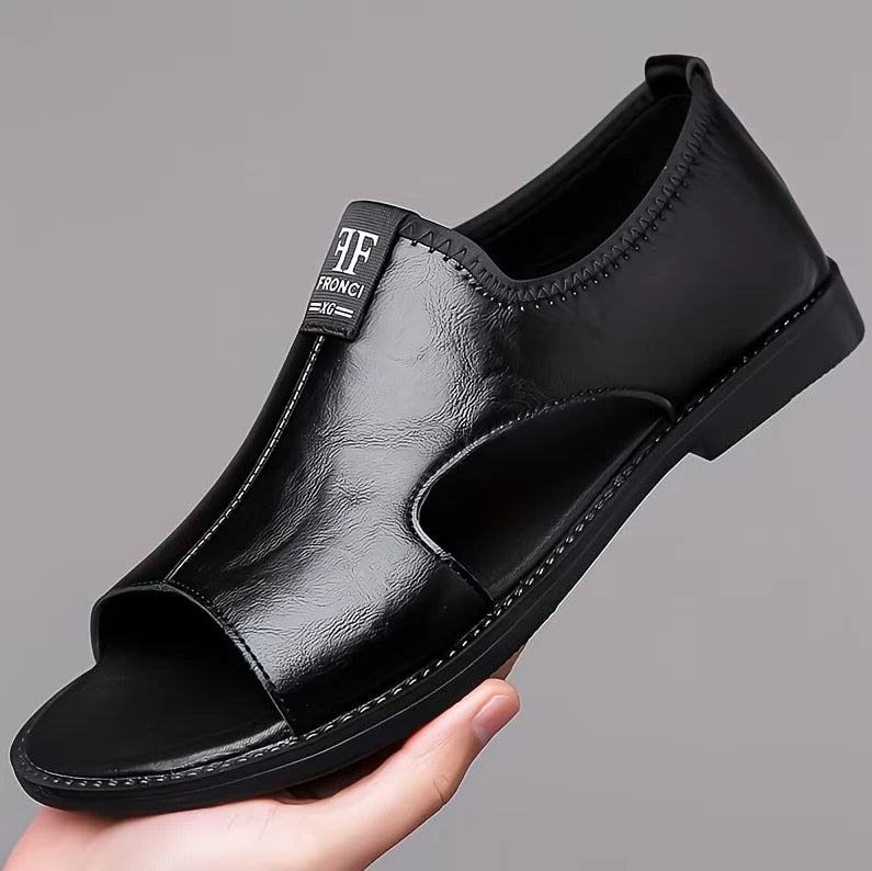 Men’s Leather Slip-On Sandals – All-Day Comfort & Support