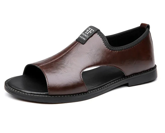 Men’s Leather Slip-On Sandals – All-Day Comfort & Support