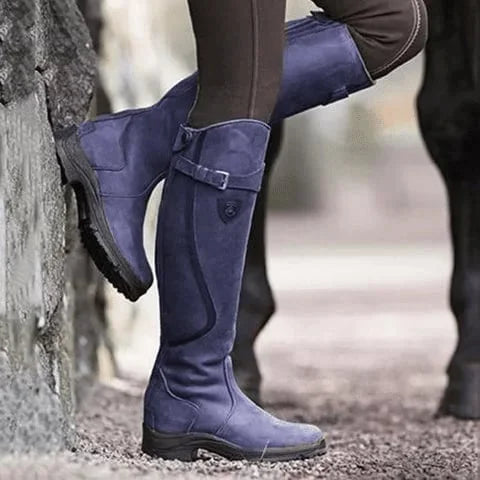 RiderGuard™ Women’s Vegan-Leather Knee Boots – Waterproof & All-Day Comfort