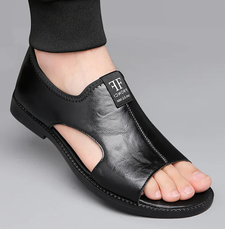Men’s Leather Slip-On Sandals – All-Day Comfort & Support