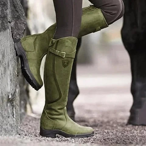 RiderGuard™ Women’s Vegan-Leather Knee Boots – Waterproof & All-Day Comfort