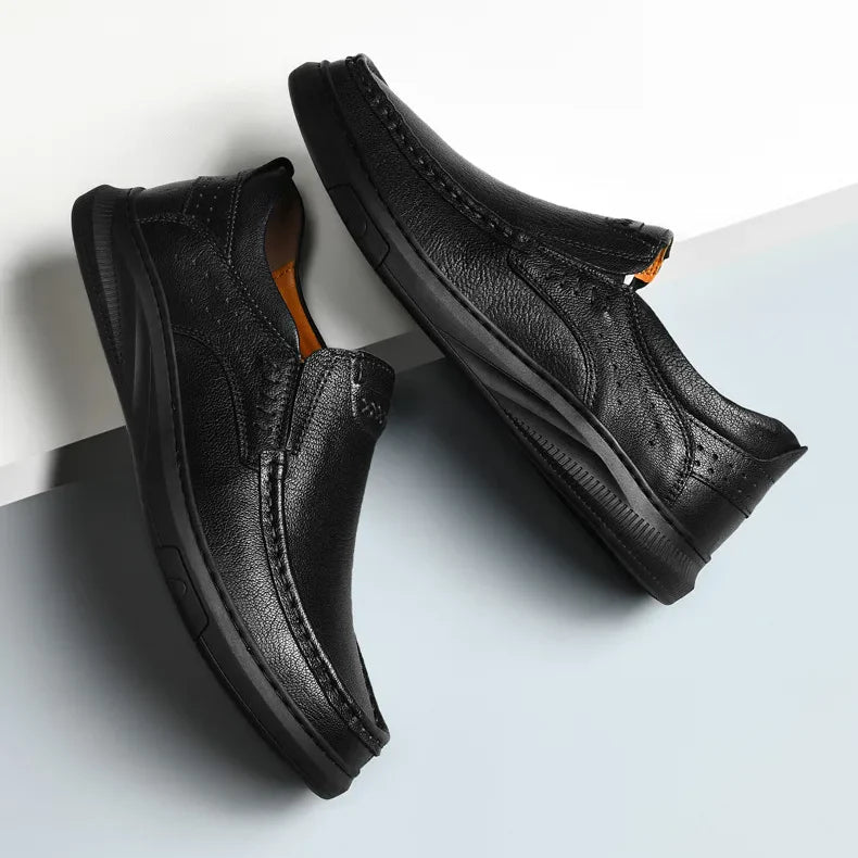 PrimeStep™ Genuine Leather Slip-On Loafers – Orthopedic Comfort for Everyday Wear
