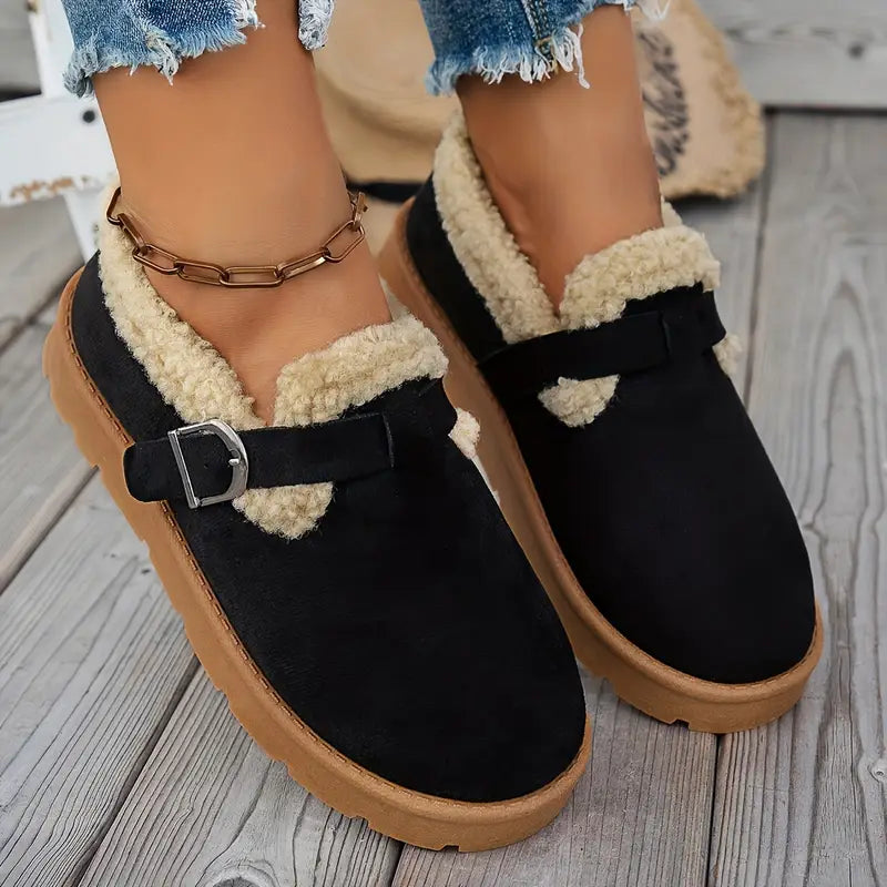 CozyStep™ Plush Round Toe Slip-on Shoes – Warmth & Orthopedic Comfort