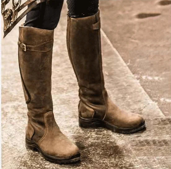 RiderGuard™ Women’s Vegan-Leather Knee Boots – Waterproof & All-Day Comfort