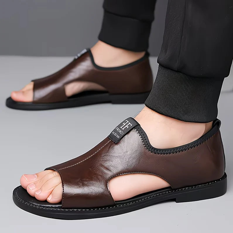 Men’s Leather Slip-On Sandals – All-Day Comfort & Support