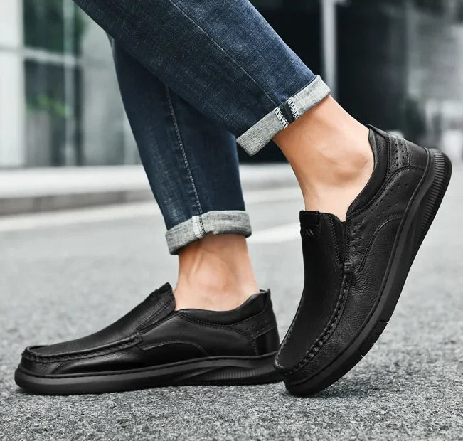 PrimeStep™ Genuine Leather Slip-On Loafers – Orthopedic Comfort for Everyday Wear