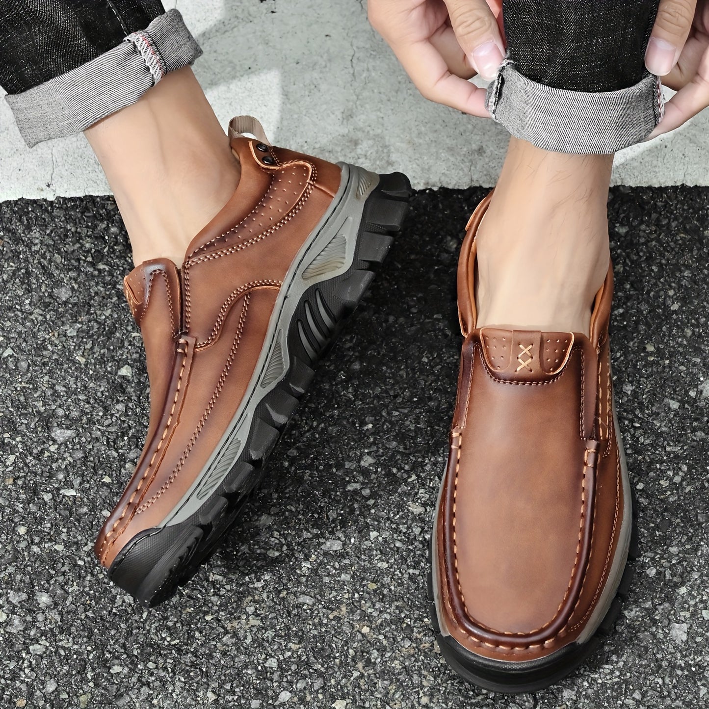 Men's Rugged Slip-On Shoes – Orthopedic Comfort & Wide Fit