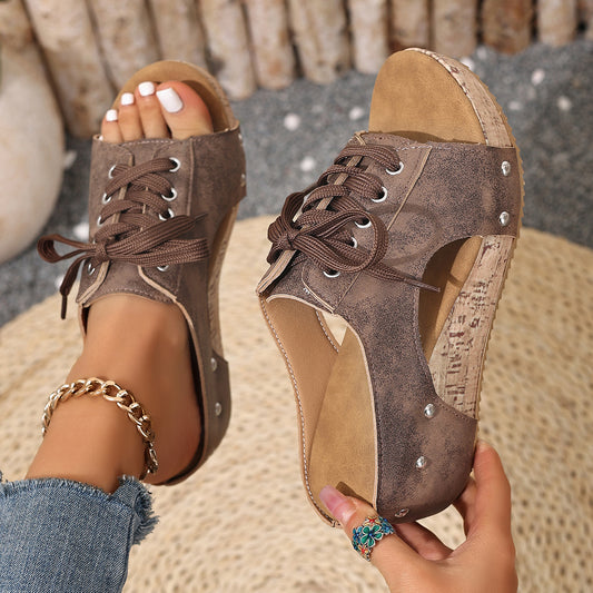 WillowWalk™ Comfort Wedge Sandals – Adjustable Lace-Up Fit For All-Day Walking