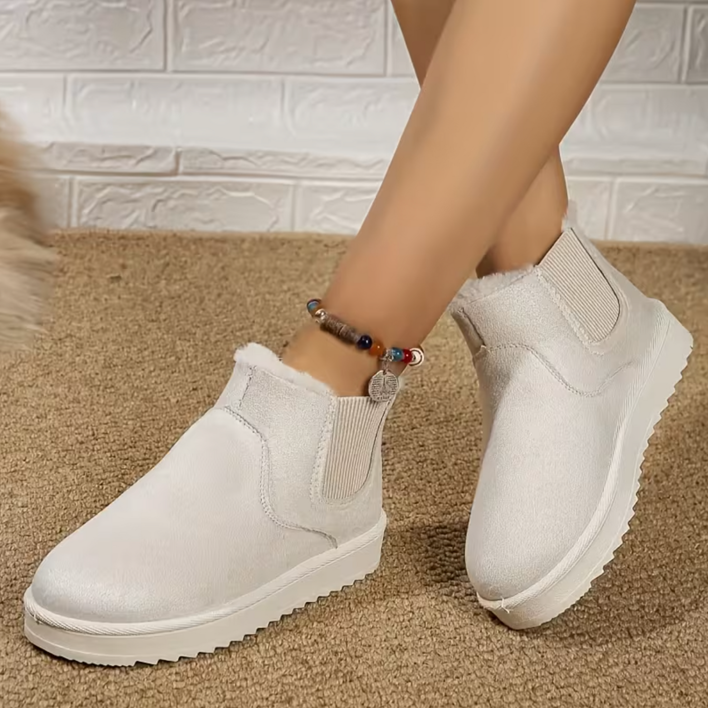 Women’s Plush-Lined Ankle Boots – Lightweight Slip-On, Wide-Friendly Comfort