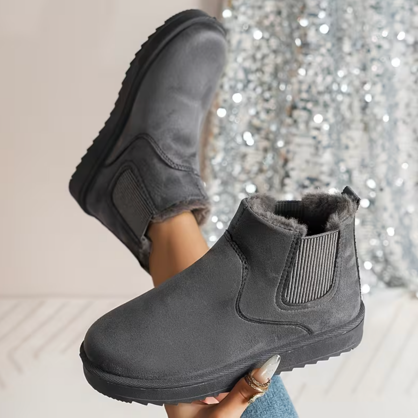 Women’s Plush-Lined Ankle Boots – Lightweight Slip-On, Wide-Friendly Comfort