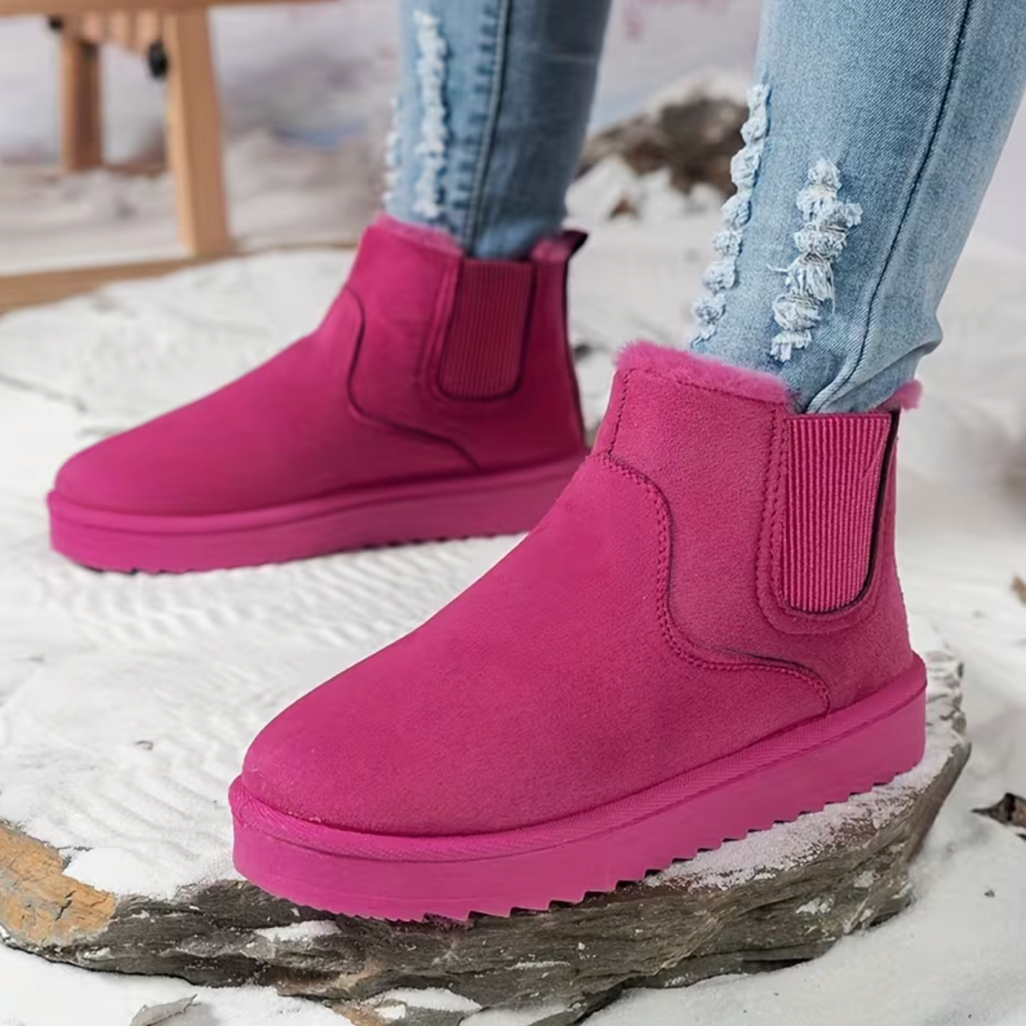 Women’s Plush-Lined Ankle Boots – Lightweight Slip-On, Wide-Friendly Comfort