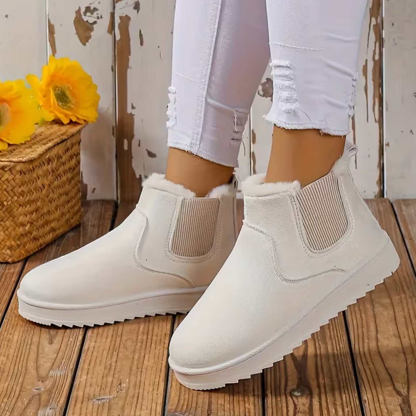 Women’s Plush-Lined Ankle Boots – Lightweight Slip-On, Wide-Friendly Comfort